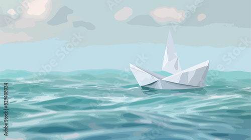 Paper boat icon in neumorphism style. Icons for busin photo