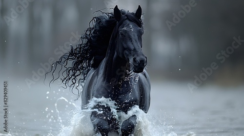 Flowing Mane A Stallions Mane Captured in a Riverlike Movement in a Stunning Photograph