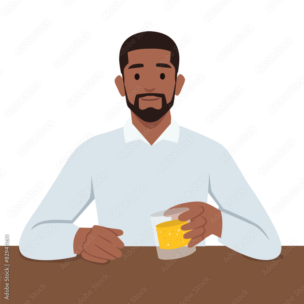 Man drinking beer. Alcohol. Flat vector illustration isolated on white background Man drinking beer. Alcohol. Flat vector illustration isolated on white background