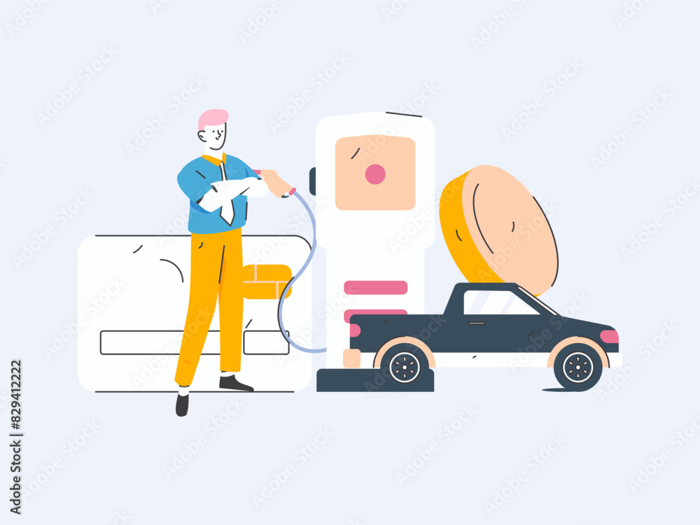 Vector Internet operation hand-drawn illustration of people getting discounts for refueling their cars
Vector Internet operation hand-drawn illustration of people getting discounts for refueling their cars