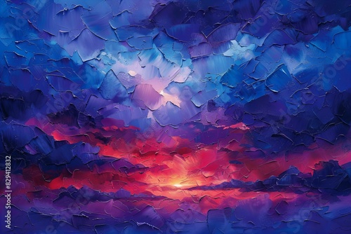 Expressionism , abstract tethered sky blue and purple textured wallpaper photo