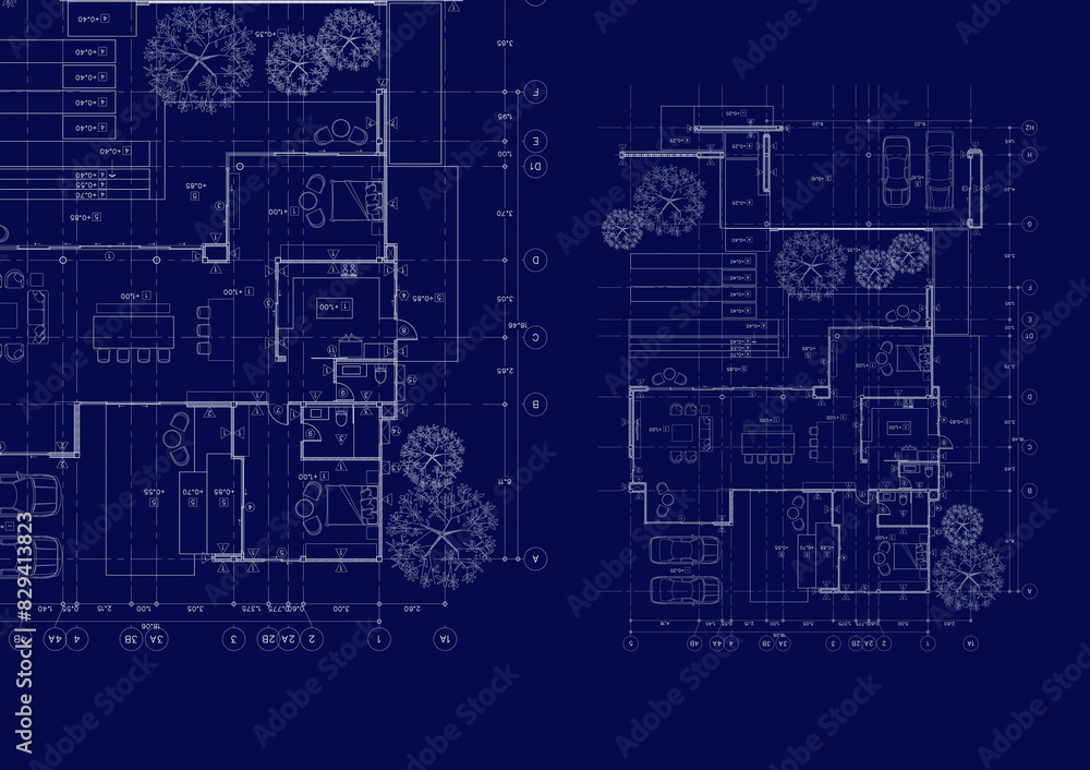 Floor plan designed building on the drawing. Floor plan designed building on the drawing.