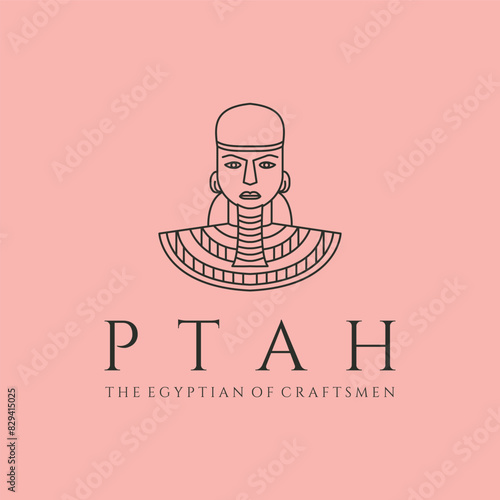 ptah egyptian line art logo vector symbol illustration design