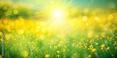 Fototapeta Naklejka Na Ścianę i Meble -  Summer Field Blur: A yellow and green blurred background that evokes the feeling of a sunny summer field.

