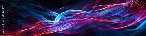 Vibrant Abstract Concept Featuring Flowing Neon Lights in Dark Background © Lidok_L