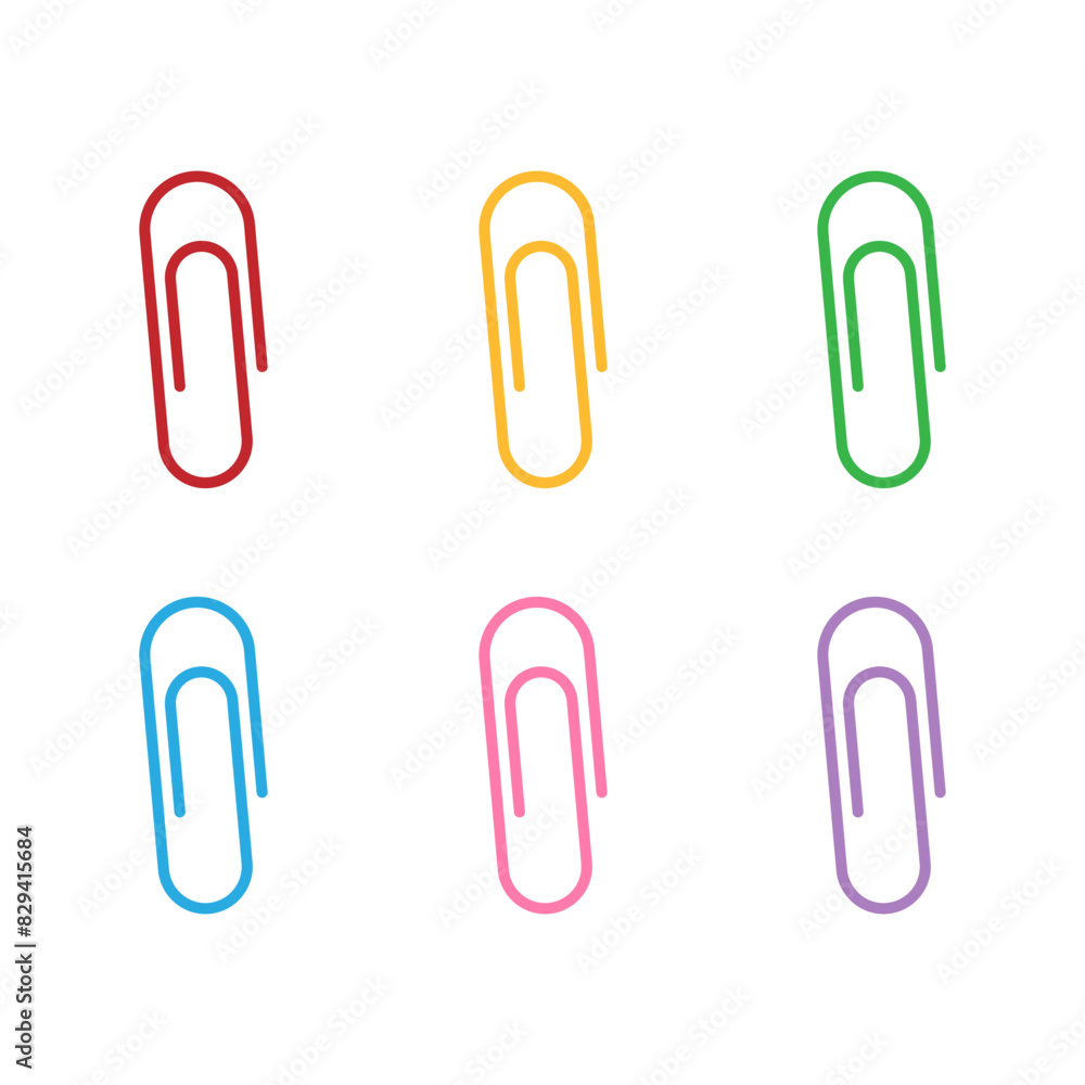 Vector cartoon image of paper clips, rivets and buttons for paper. Bright educational elements for your design