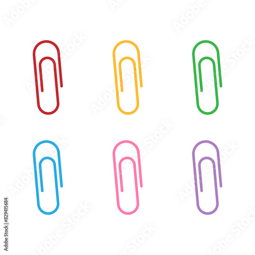 Obraz na płótnie Vector cartoon image of paper clips, rivets and buttons for paper. Bright educational elements for your design w salonie