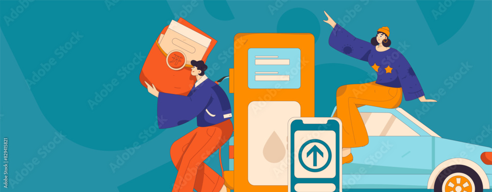 Vector Internet operation hand-drawn illustration of people getting discounts for refueling their cars
Vector Internet operation hand-drawn illustration of people getting discounts for refueling their cars