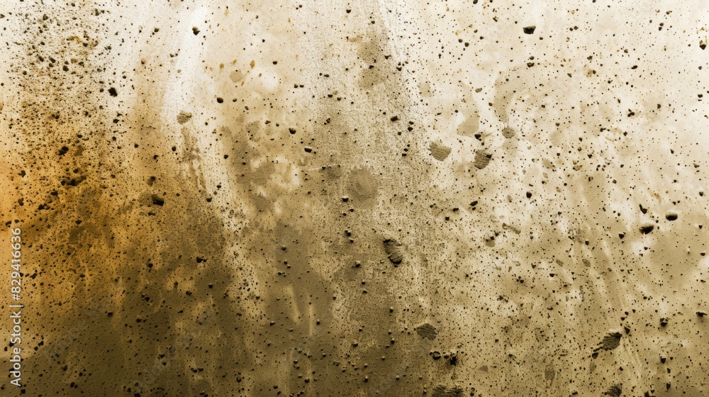  A tight shot of a window, adorned with numerous black specks on its exterior Inside, a yellow sky is encapsulated, framed by the glass