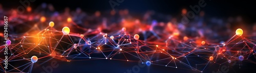 Abstract 3D tech nodes, digital education background, science and network concept