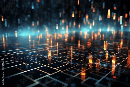 Futuristic 3D digital matrix, network abilities showcase, modern abstract background