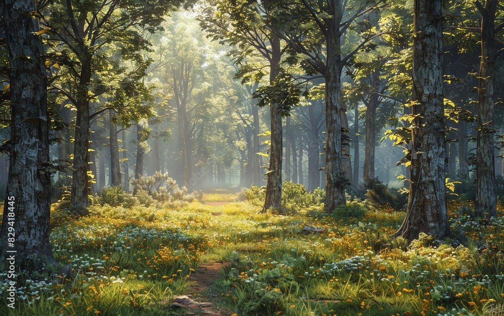 Obraz premium A frontal view of a serene forest