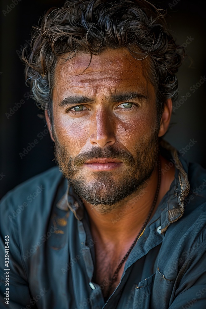Digital artwork of impressive man portrait , high quality, high resolution