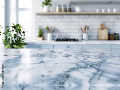 a marble counter top in a kitchen