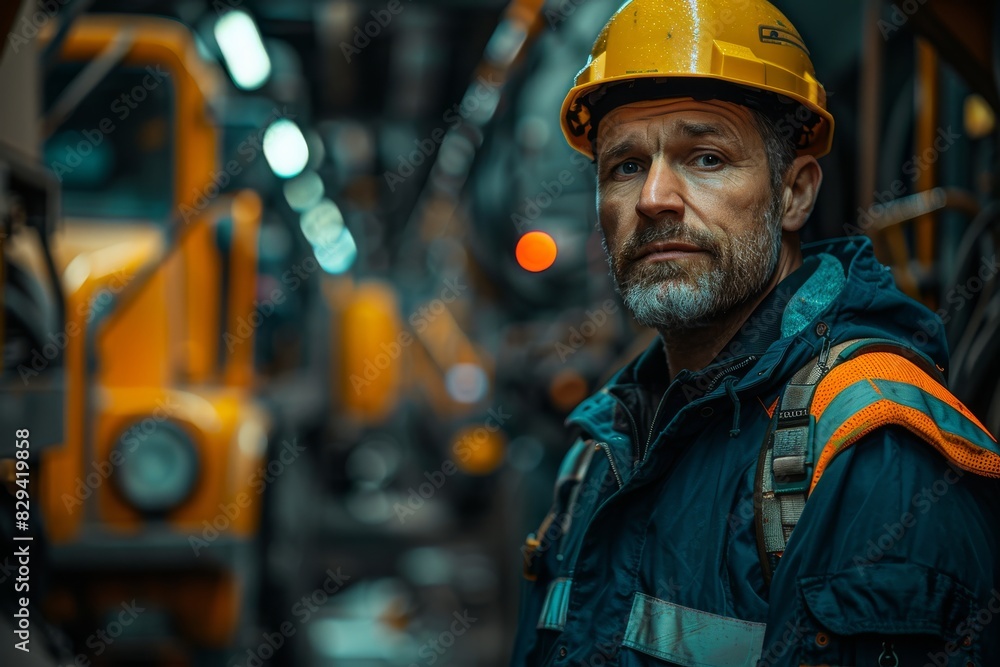 A striking and empowering photograph of garbage truck driver in full body. created with Generative AI technology A striking and empowering photograph of garbage truck driver in full body. created with Generative AI technology