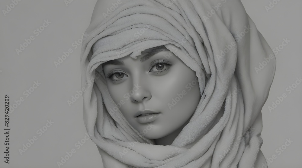 Woman With Towel Wrapped Around Her Head.generative.ai Woman With Towel Wrapped Around Her Head.generative.ai