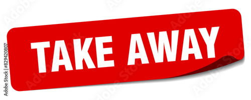 take away sticker. take away label