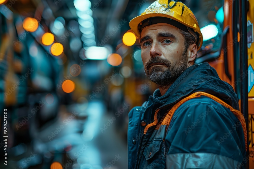 A striking and empowering photograph of garbage truck driver in full body. created with Generative AI technology A striking and empowering photograph of garbage truck driver in full body. created with Generative AI technology