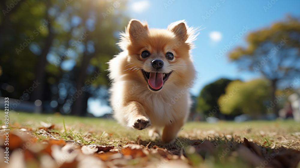 Pomeranian puppy running Pomeranian puppy running