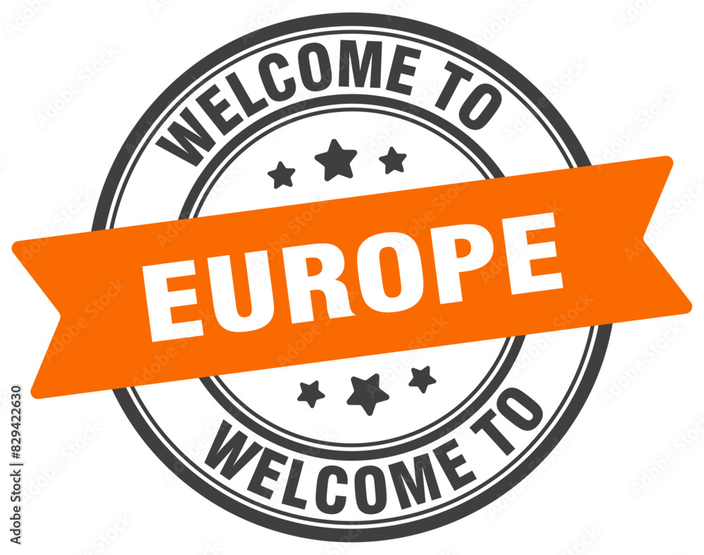 Obraz premium Welcome to europe stamp. europe round sign