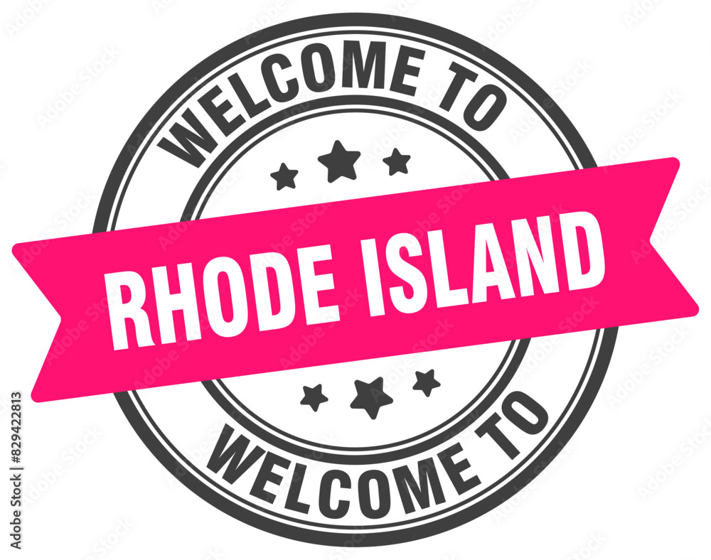 Welcome to Rhode Island stamp. Rhode Island round sign