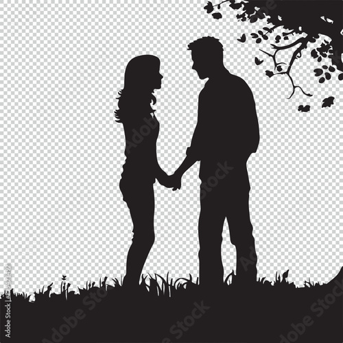 Simple silhouette of hands holding couple, black vector illustration on transparent background
