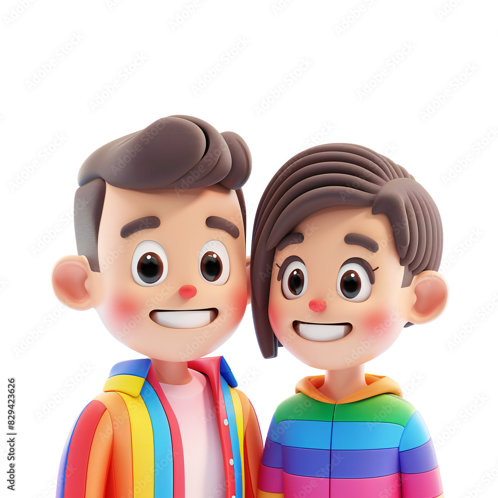 Colorful Love LGBT Couple in 3D Illustration Transparent Background Colorful Love LGBT Couple in 3D Illustration Transparent Background
