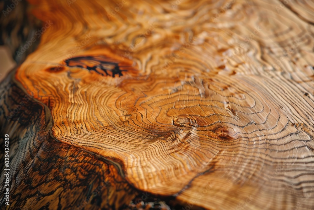 A close-up of a beautifully crafted wooden table with a natural grain pattern A close-up of a beautifully crafted wooden table with a natural grain pattern