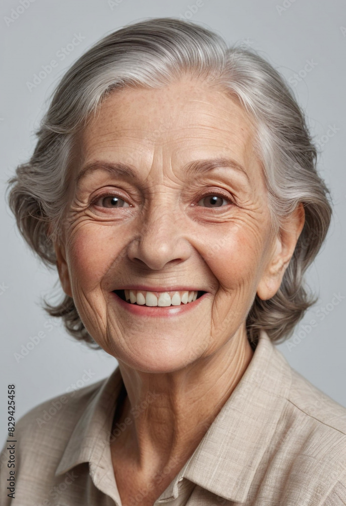 portrait view of a regular happy smiling old woman , ultra realistic, candid, social media, avatar image, plain solid background portrait view of a regular happy smiling old woman , ultra realistic, candid, social media, avatar image, plain solid background
