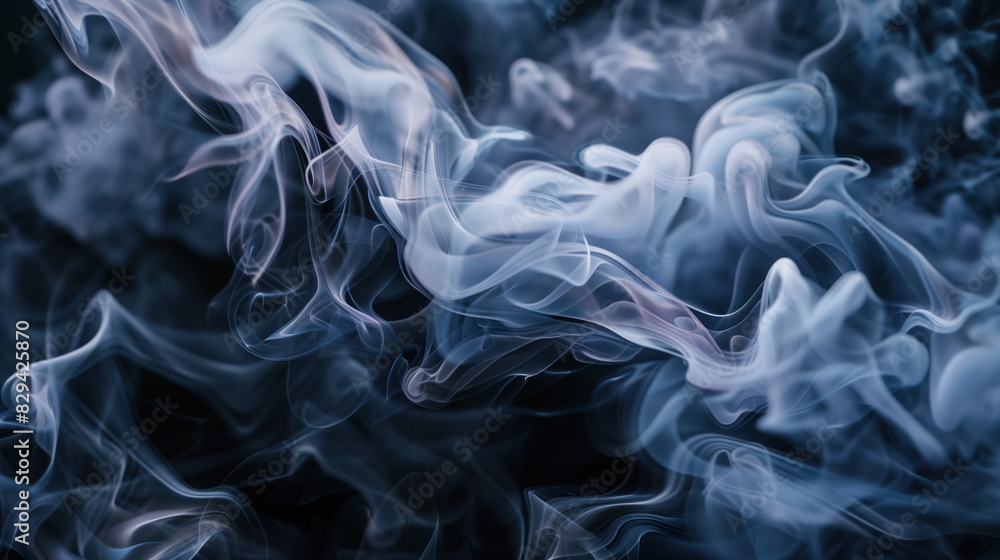 Fototapeta premium Ethereal Smoke Swirls. close-up of smoke patterns against a dark background