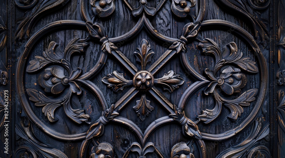 Close-up of floral pattern wood carving, showcasing the craftsmanship and artistic detail in the wooden texture Close-up of floral pattern wood carving, showcasing the craftsmanship and artistic detail in the wooden texture