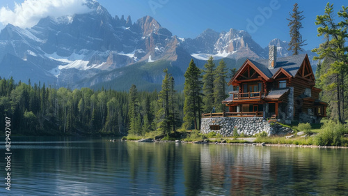 A lakeside retreat in the Canadian Rockies, where the young couple enjoys the serenity of pristine waters and the towering peaks that frame their romantic escape.