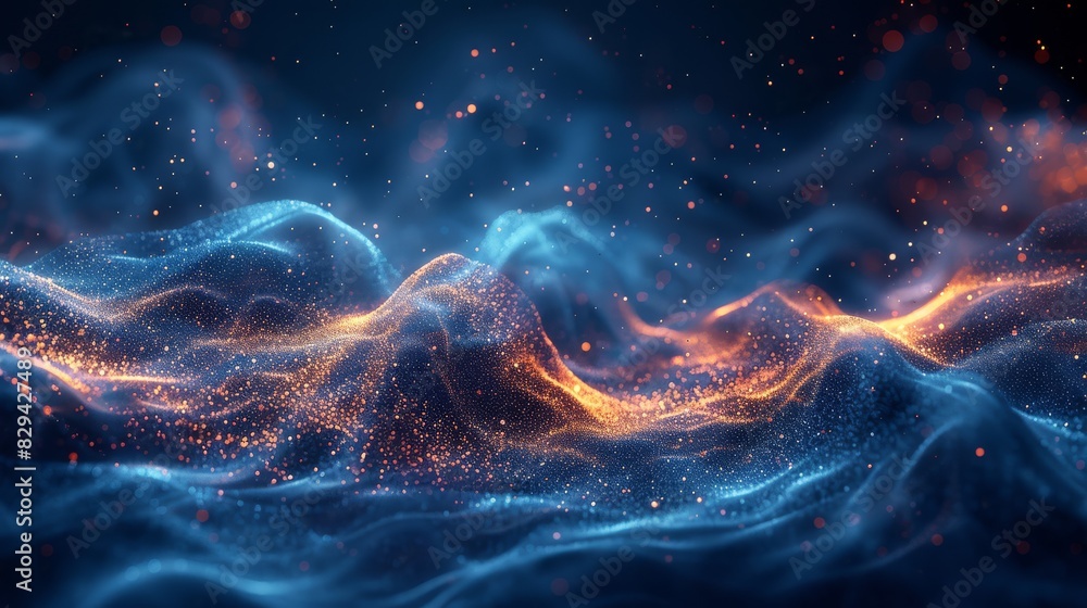 Dark blue background with swirling light flare that twists and turns created with Generative AI technology Dark blue background with swirling light flare that twists and turns created with Generative AI technology