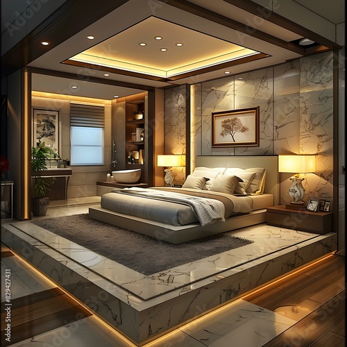 Modern minimalist bedroom photo