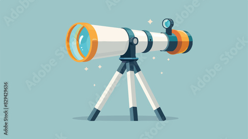 Telescope icon in neumorphism style. Icons for busine photo