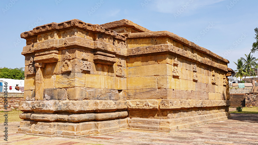 Fototapeta premium View of Huchapayya Temple Complex, Temple, Built in 11th Century, Aihole, Bagalkot, Karnataka, India...