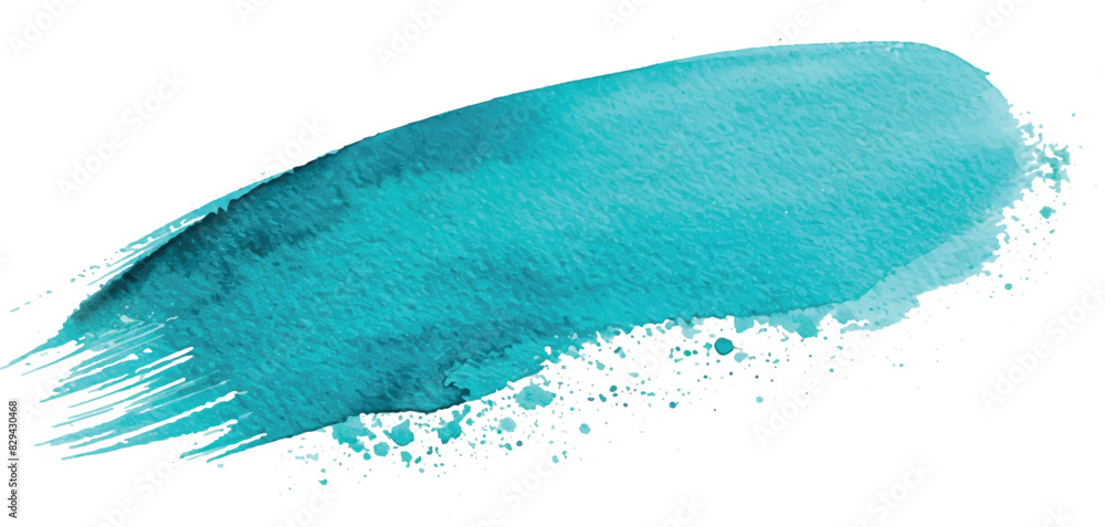 Turquoise abstract watercolor brush strokes painted background