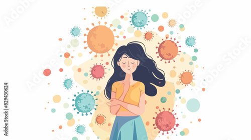 The woman is safe from germs. Immunity concept. vector