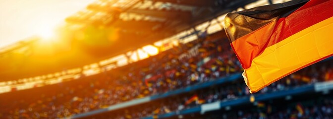 German flag at stadium. Sport concept. Football background