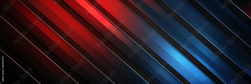 blue and red three-dimensional striped background, black background aspect ratio 3:1, for banner, landing page, website blue and red three-dimensional striped background, black background aspect ratio 3:1, for banner, landing page, website