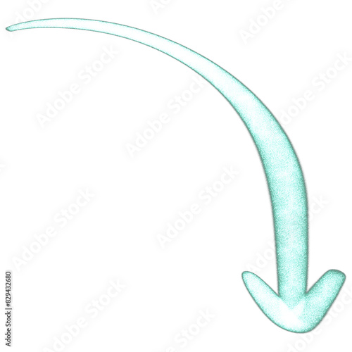 Quarter circle glittery blue arrow sign