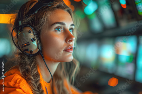 Young Female Aviation Technician at Work