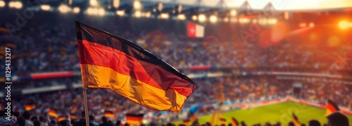 German flag at stadium. Soccer concept. Football background