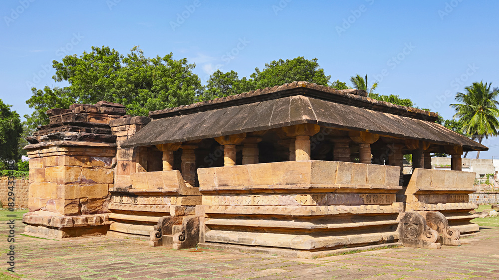 Fototapeta premium View of Raachi Gudi, 8th Century Temple, Aihole, Bagalkot, Karnataka, India.