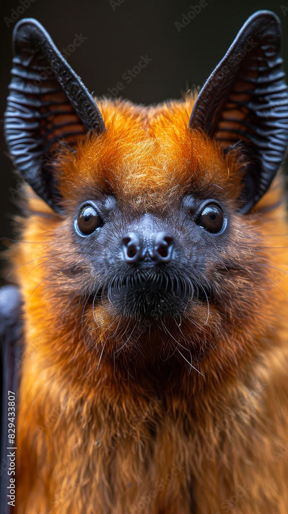 Closeup of a Brown Bat Gazing at Camera with Blurry Background ...