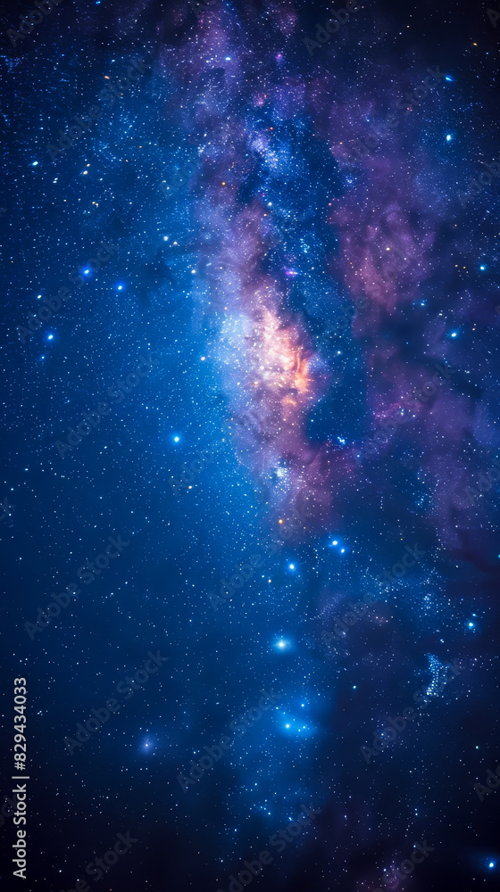 Obraz premium Vibrant Milky Way Galaxy Night Sky Captured from a Low Angle, Featuring Countless Stars Shining Brightly in Deep Space - Perfect for Space Enthusiasts and Astronomy Visuals