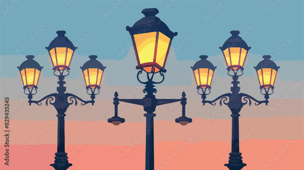 Vintage street lamp. City light cartoon pole Cartoon