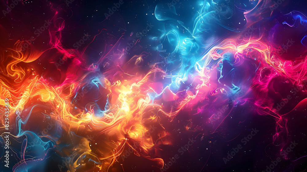 Abstract neon fractal texture background. Generative AI. Abstract neon fractal texture background. Generative AI.