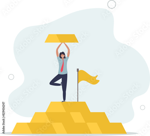 Gold investment, safe haven in financial crisis or wealth management and asset allocation.flat vector illustration.