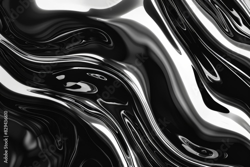 Abstract metallic liquid surface with wavy, reflective patterns. Smooth, shiny, fluid background with silver, chrome-like appearance.. Beautiful simple AI generated image in 4K, unique. photo